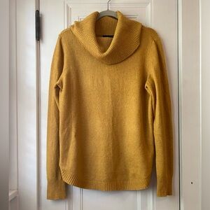 Tahari mustard yellow gold cozy cowl neck sweater L